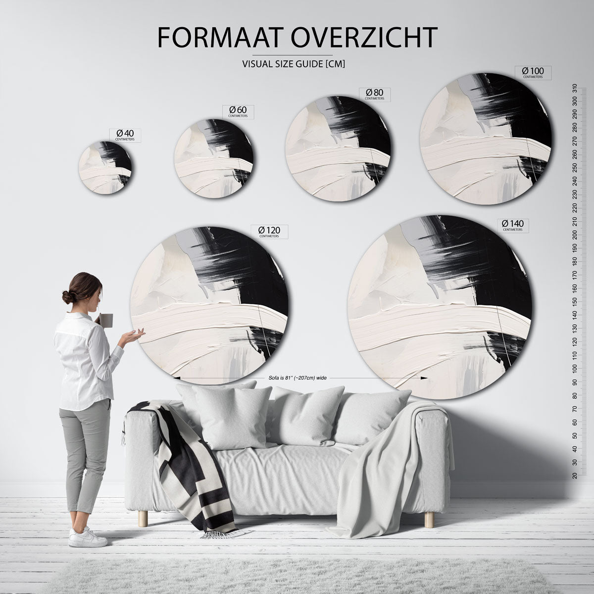 Zwart en wit abstracte Muurcirkel