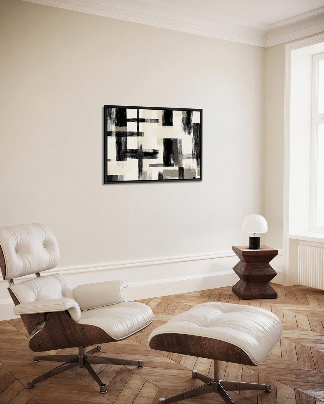 Geometrische borstelvegen Kunstwerk