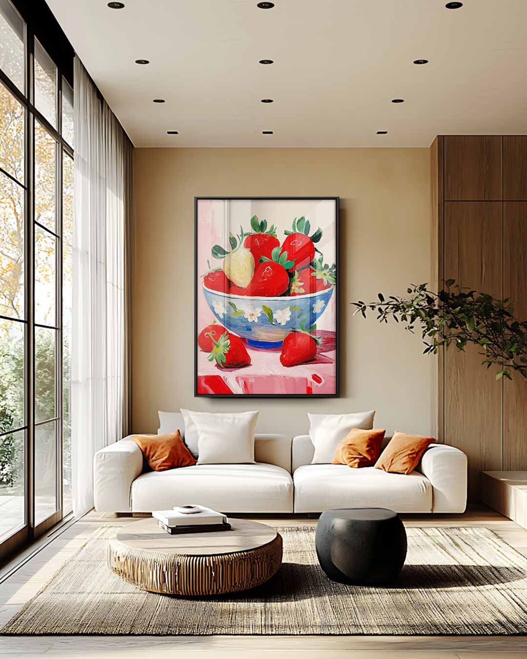 Schaal Met Aardbeien Kunstwerk-canvas-dibond-plexiglas-wanddecoratie-WallArtistic