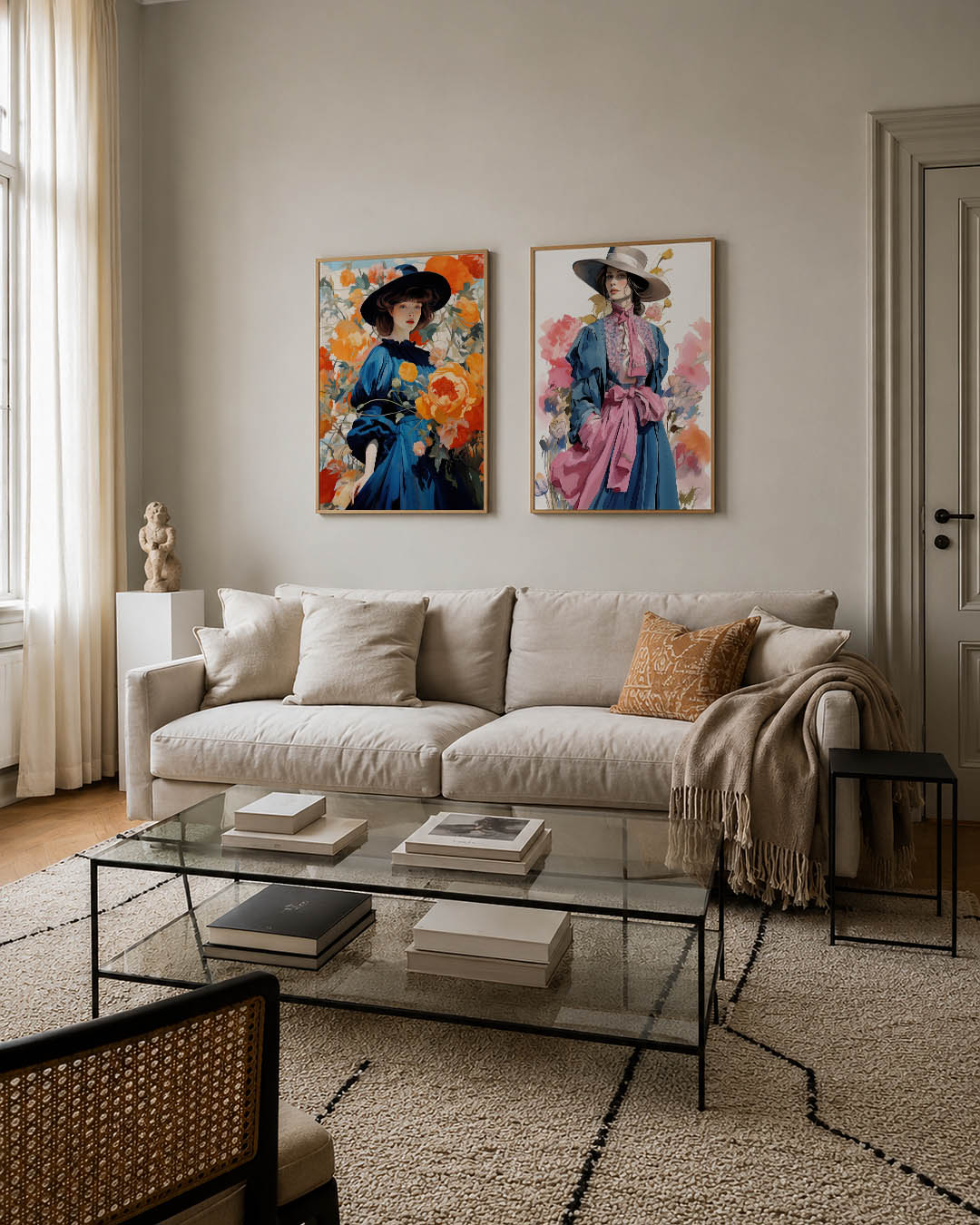 Bloemen en blauw Posterset