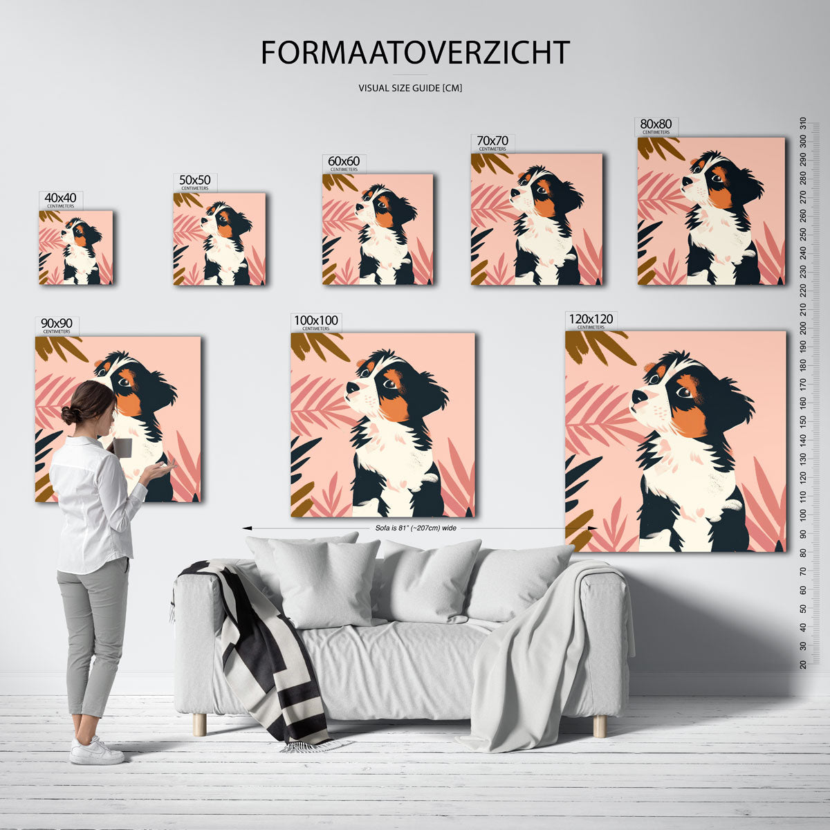 Hond met bladeren Poster