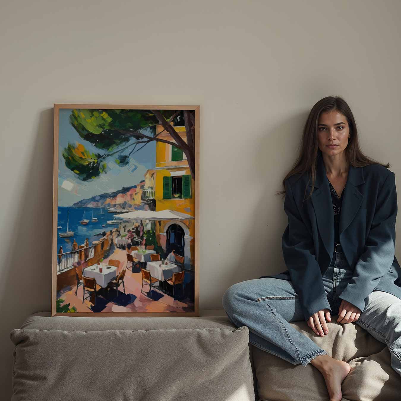 Mediterrane Droom: Uitzicht op de Zee Poster-WallArtistic