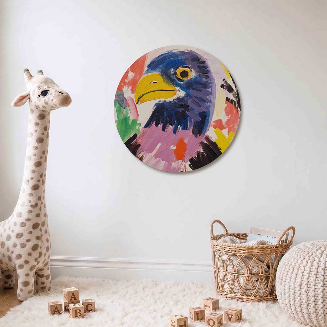 Vogel met kleurrijke veren Muurcirkel