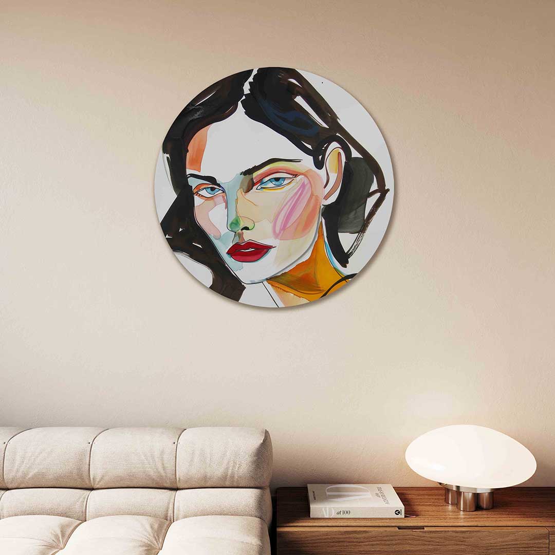 Portret met kleurrijke accenten Muurcirkel