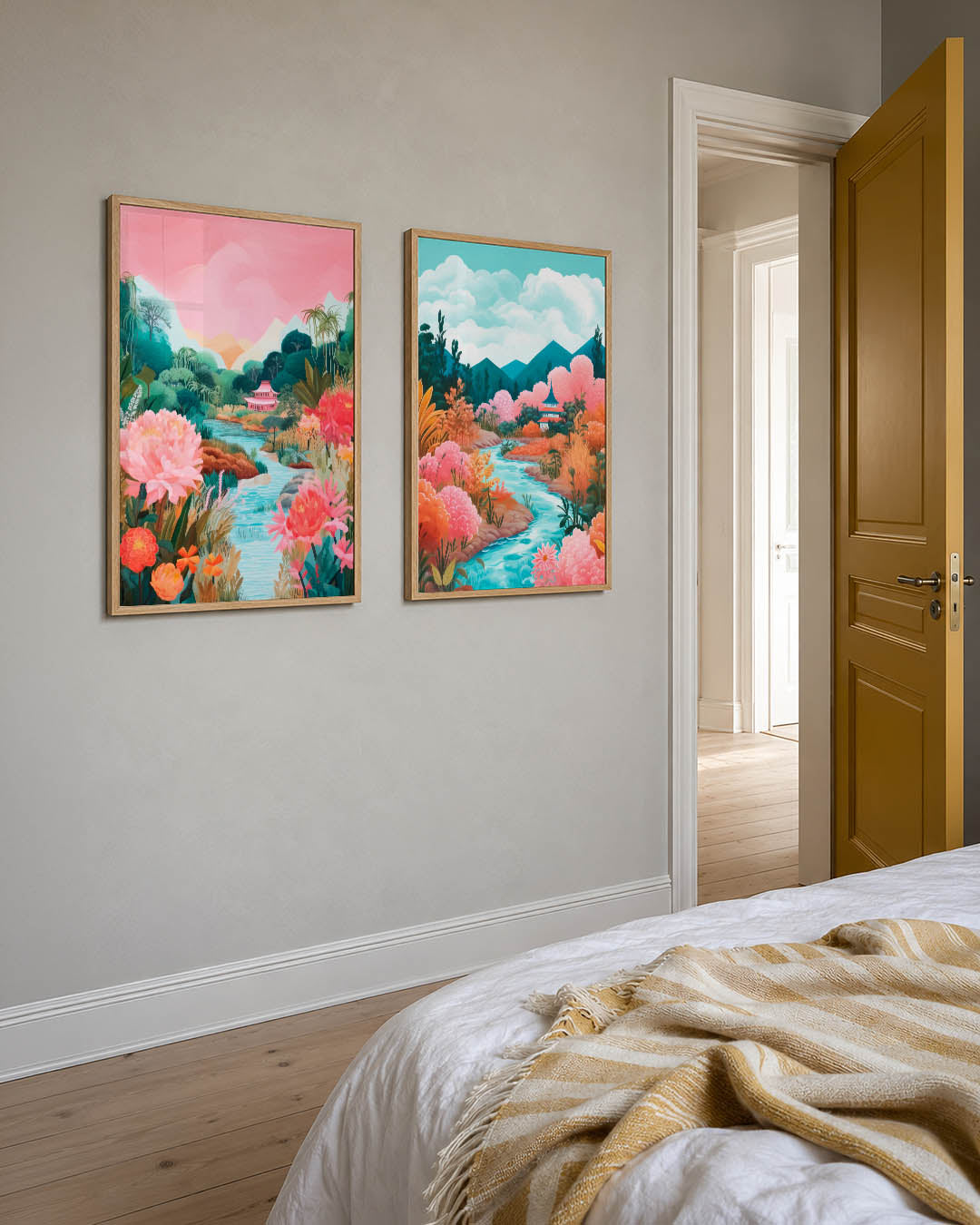 Kleurrijke tuinlandschap Posterset