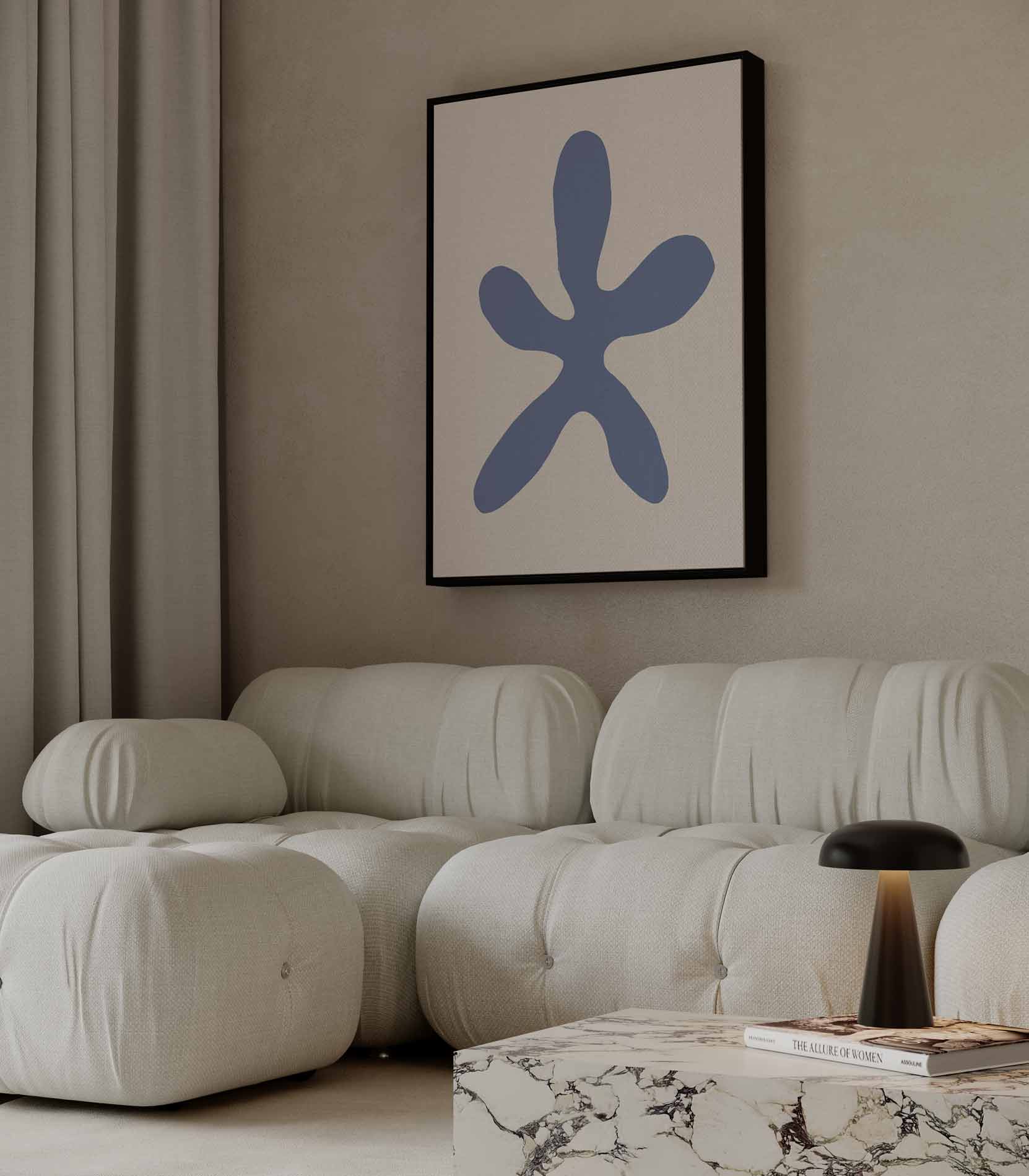 Blauwe Bloem Abstractie Kunstwerk-canvas-dibond-plexiglas-wanddecoratie-WallArtistic