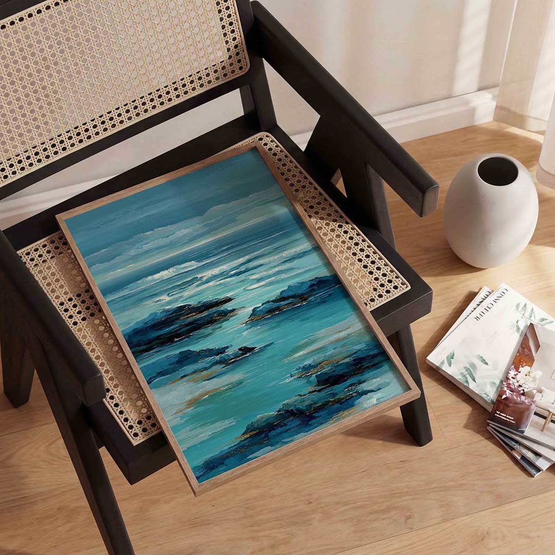 Golven en rotsen Poster