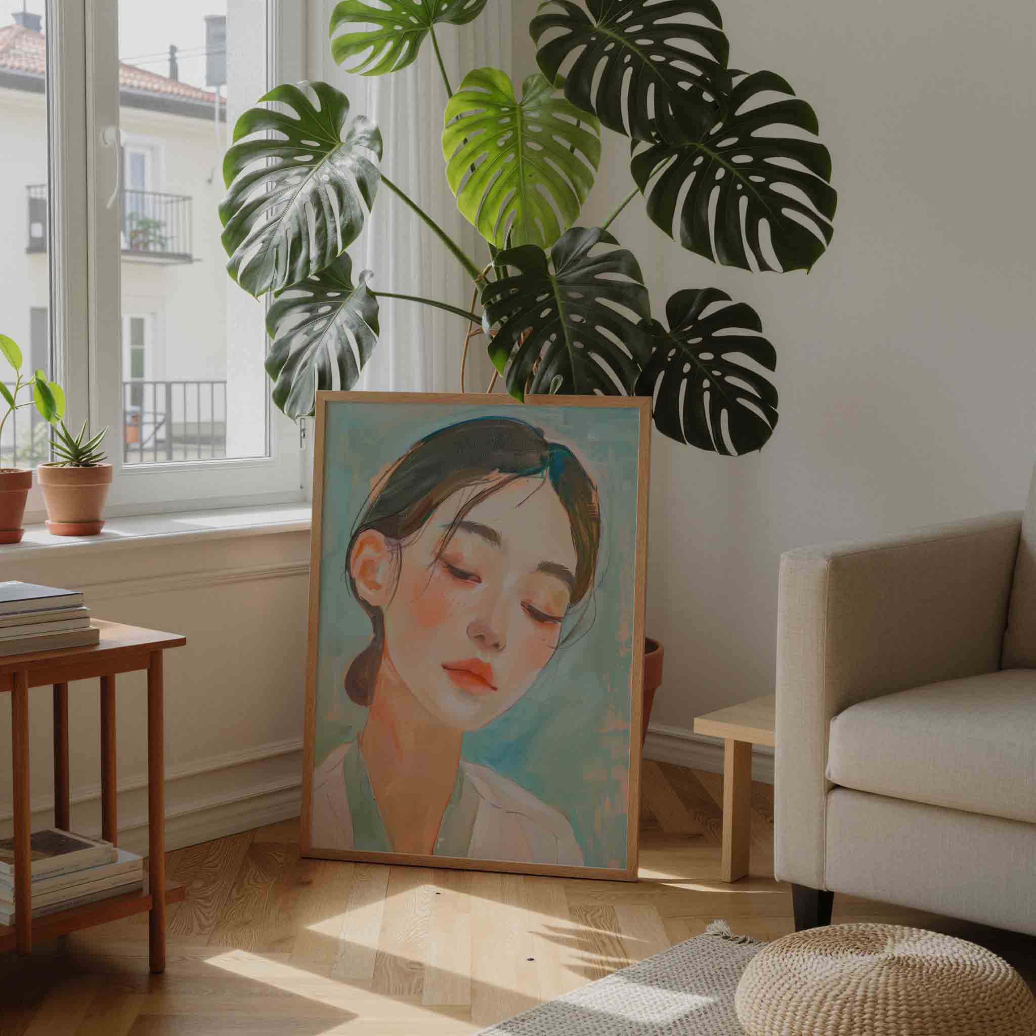 Portret met gesloten ogen Poster