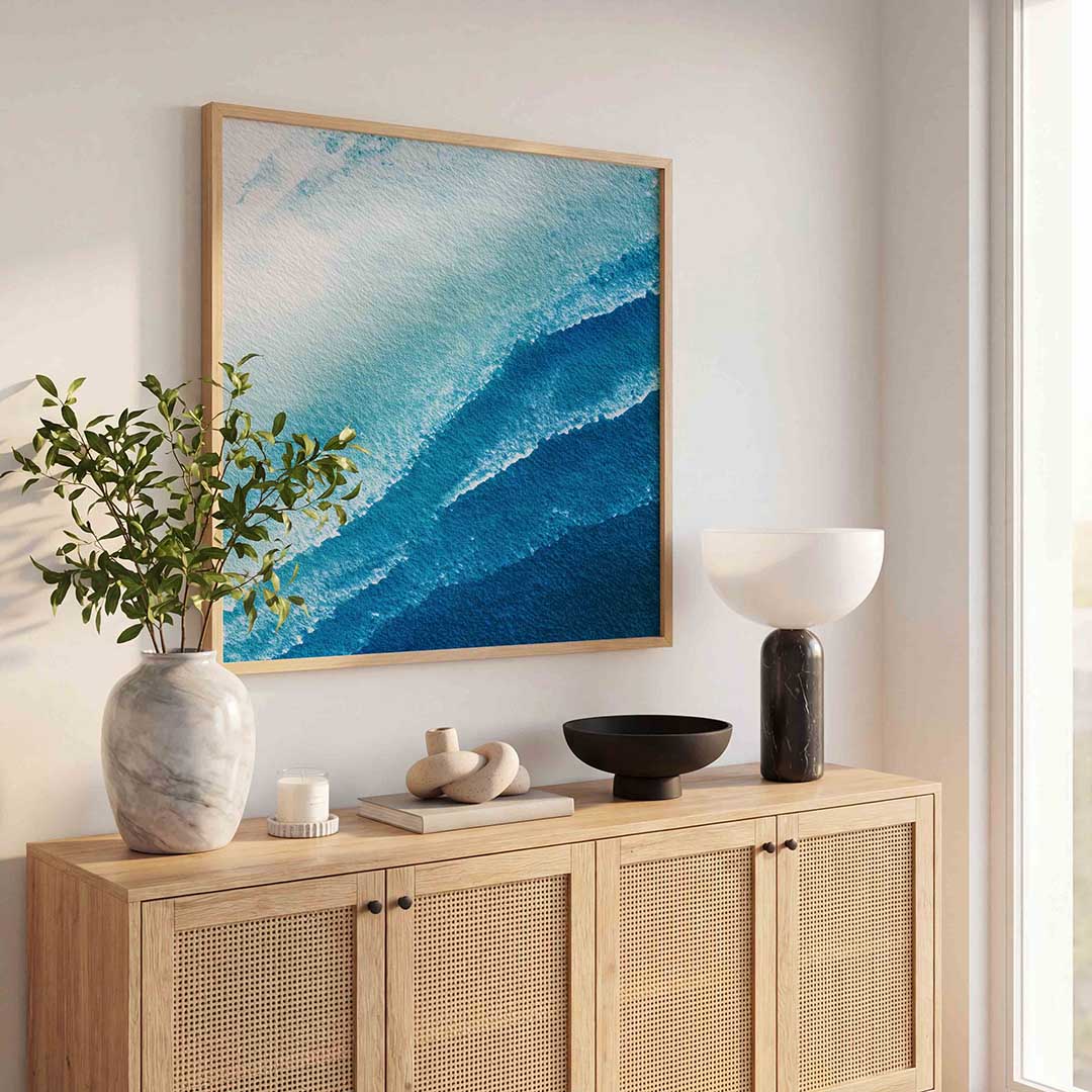 Golvende blauwe Poster