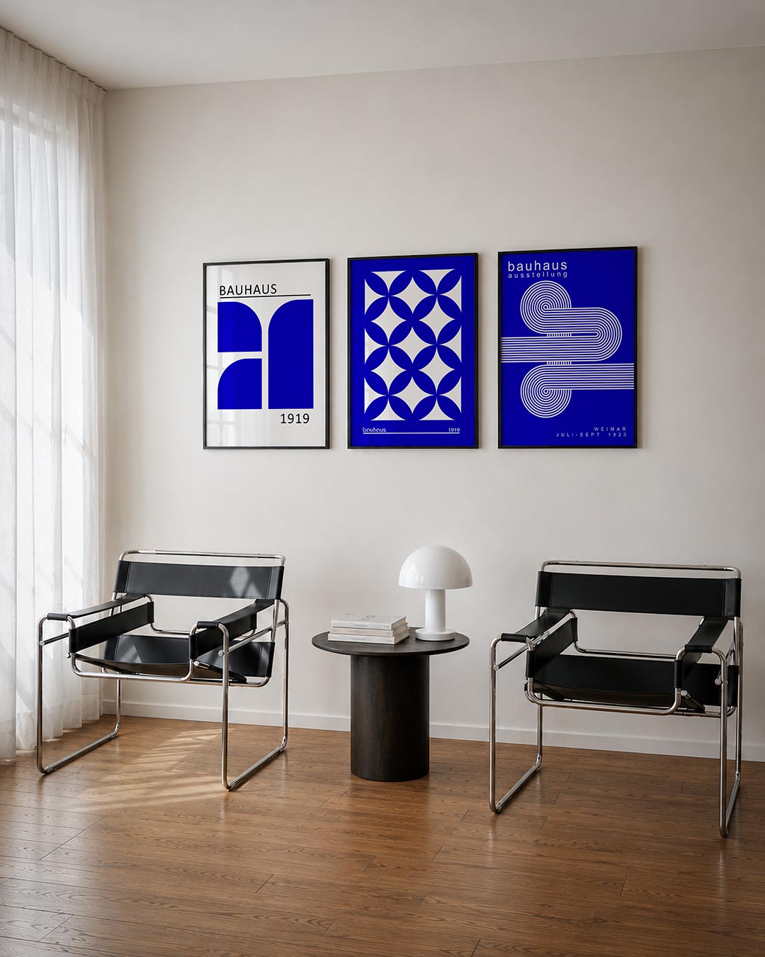 Blauw vlakritme Posterset