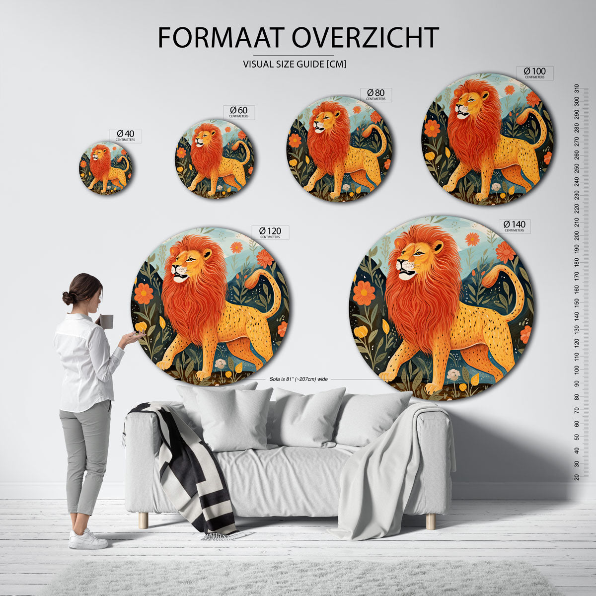 Leeuw met bloemen Muurcirkel