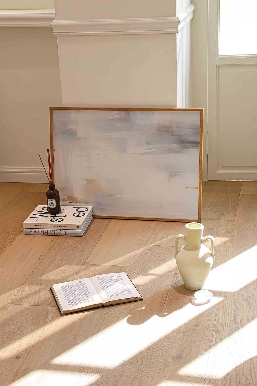 Abstracte beige en witte Poster