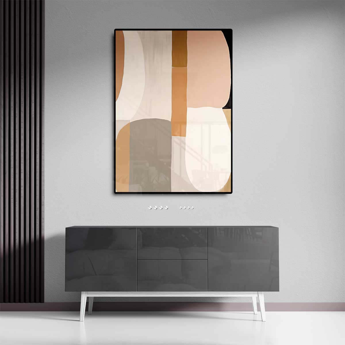 Zachte Aardetinten Abstractie Kunstwerk-canvas-dibond-plexiglas-wanddecoratie-WallArtistic