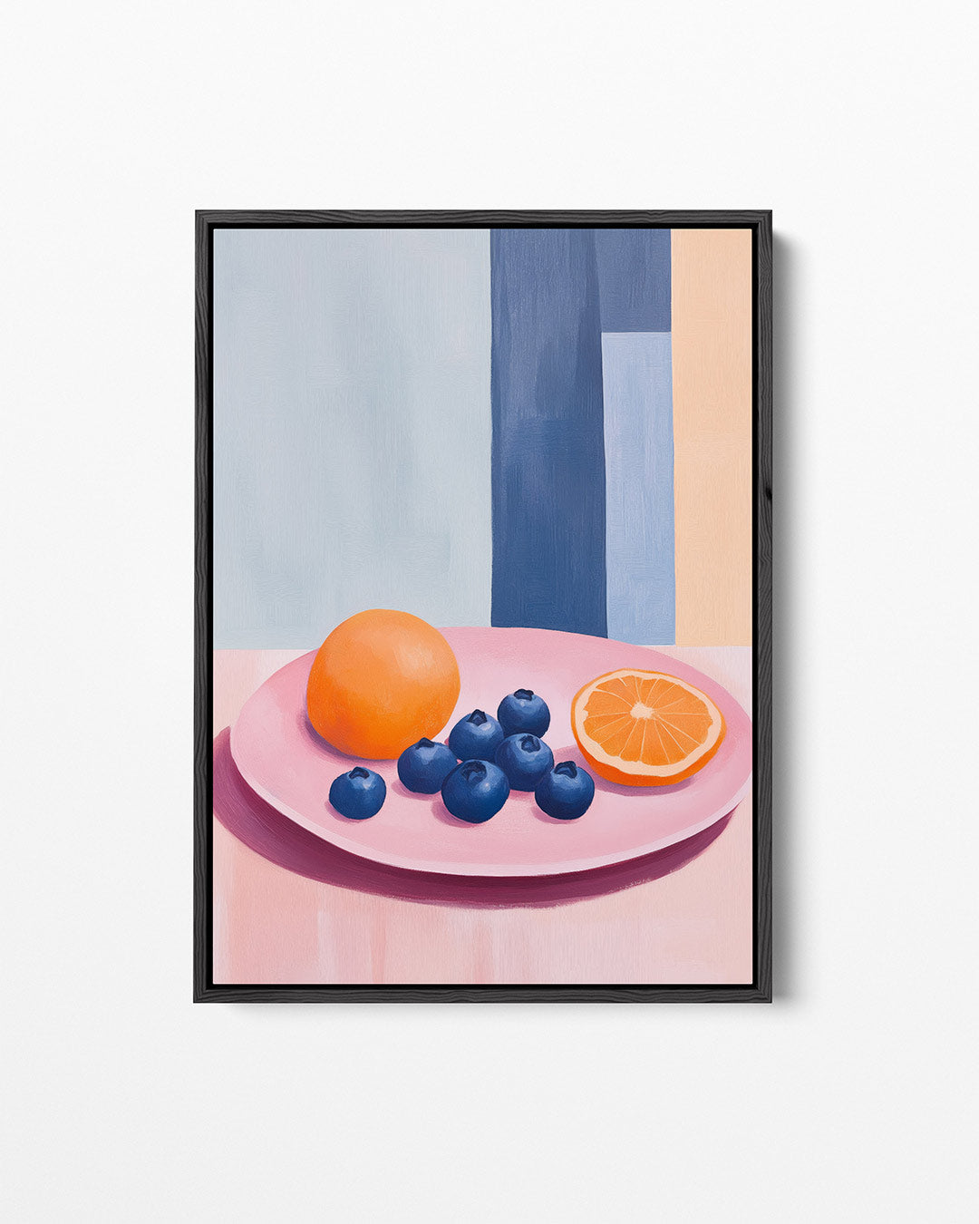 Fruit op roze bord Kunstwerk