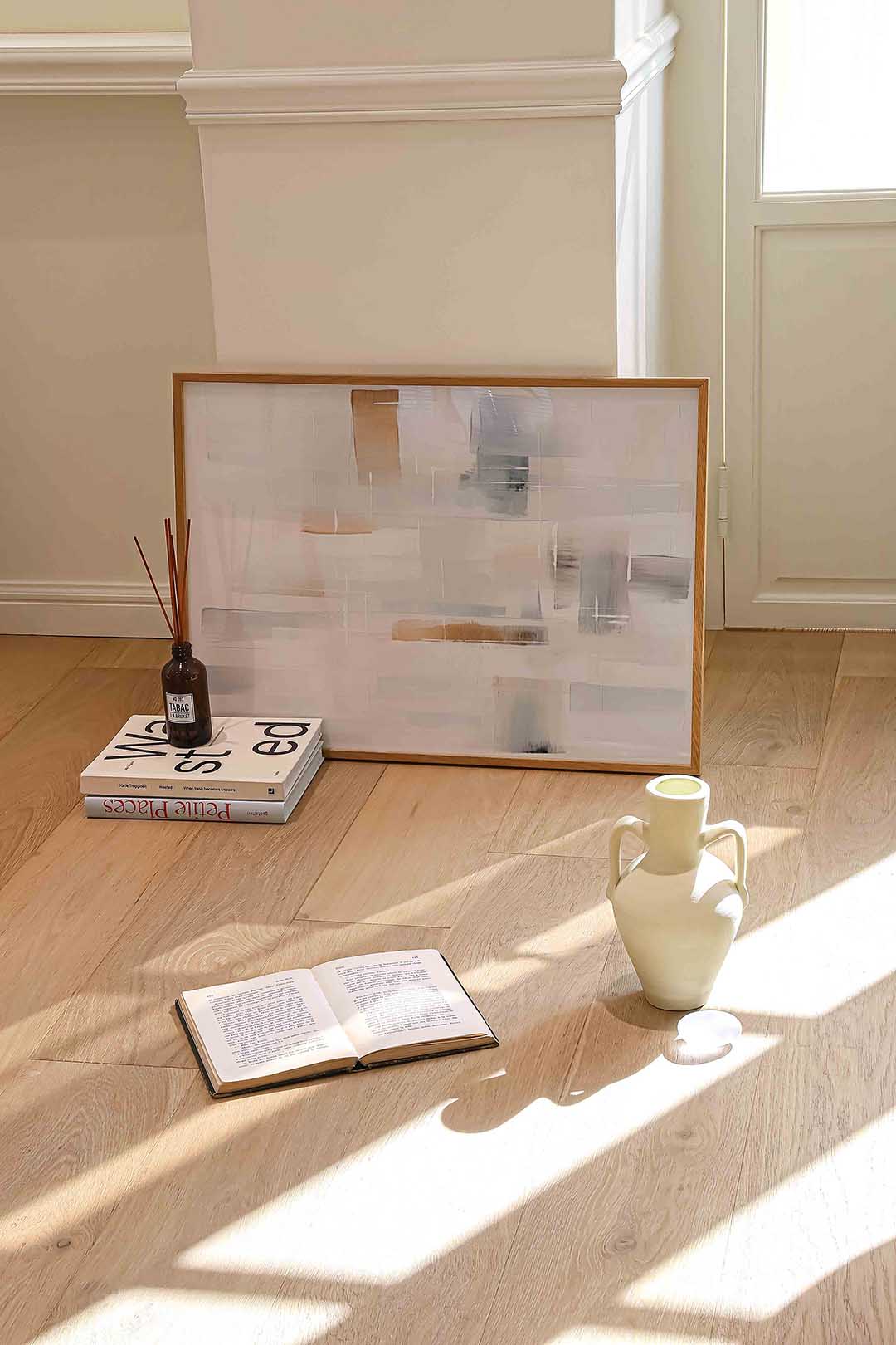 Abstracte beige en grijze vlakken Poster