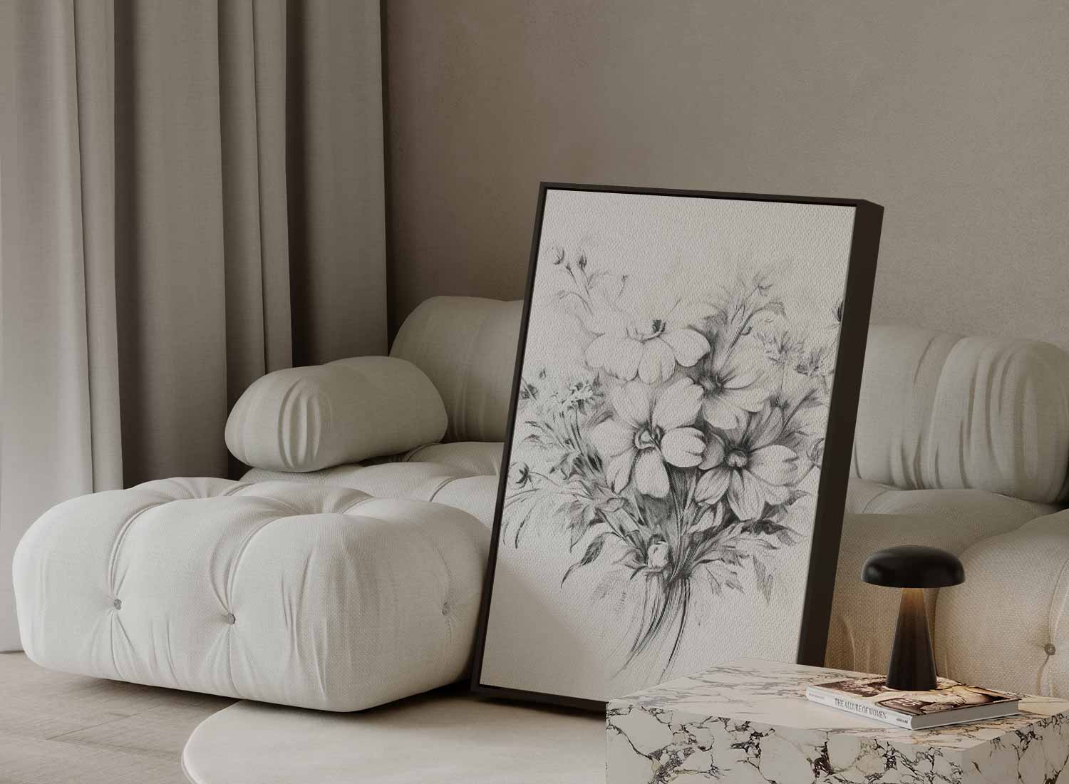 Bloemenballet - Potloodschets Kunstwerk-canvas-dibond-plexiglas-wanddecoratie-WallArtistic