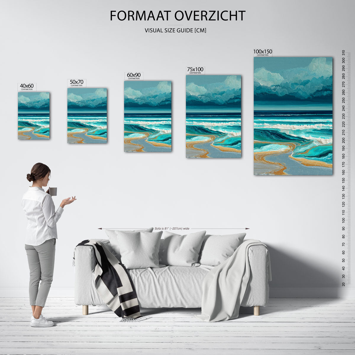 Golvend zeezicht Kunstwerk