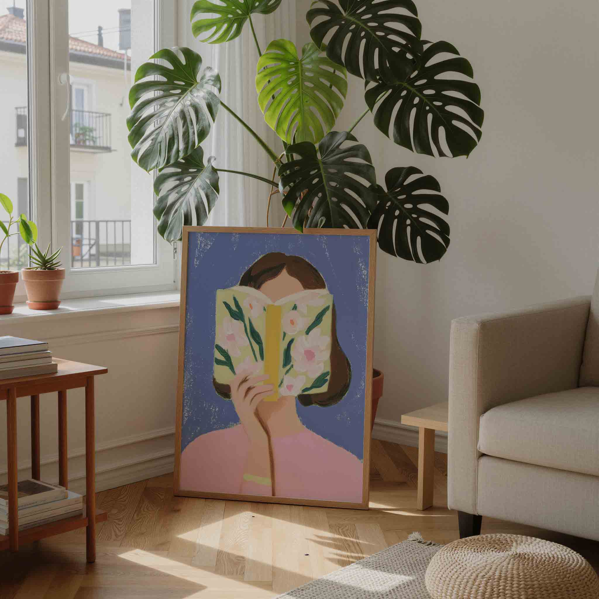 Vrouw met boek Poster
