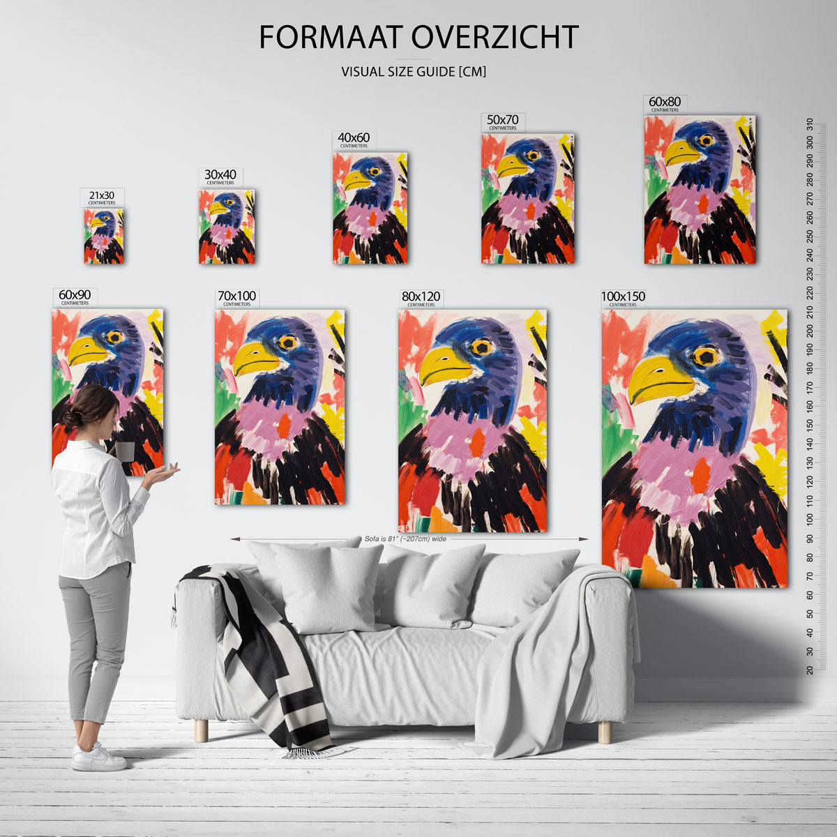 Vogel met kleurrijke achtergrond Poster
