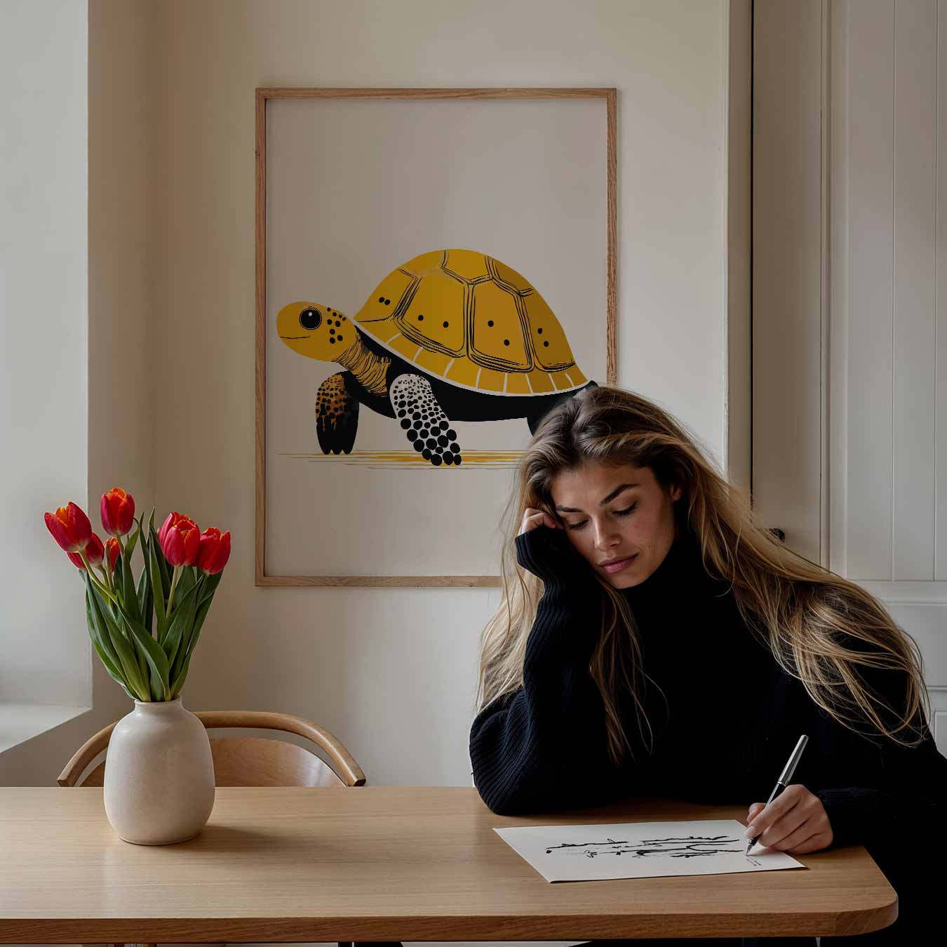 Schattige Schildpad Illustratie Poster-WallArtistic