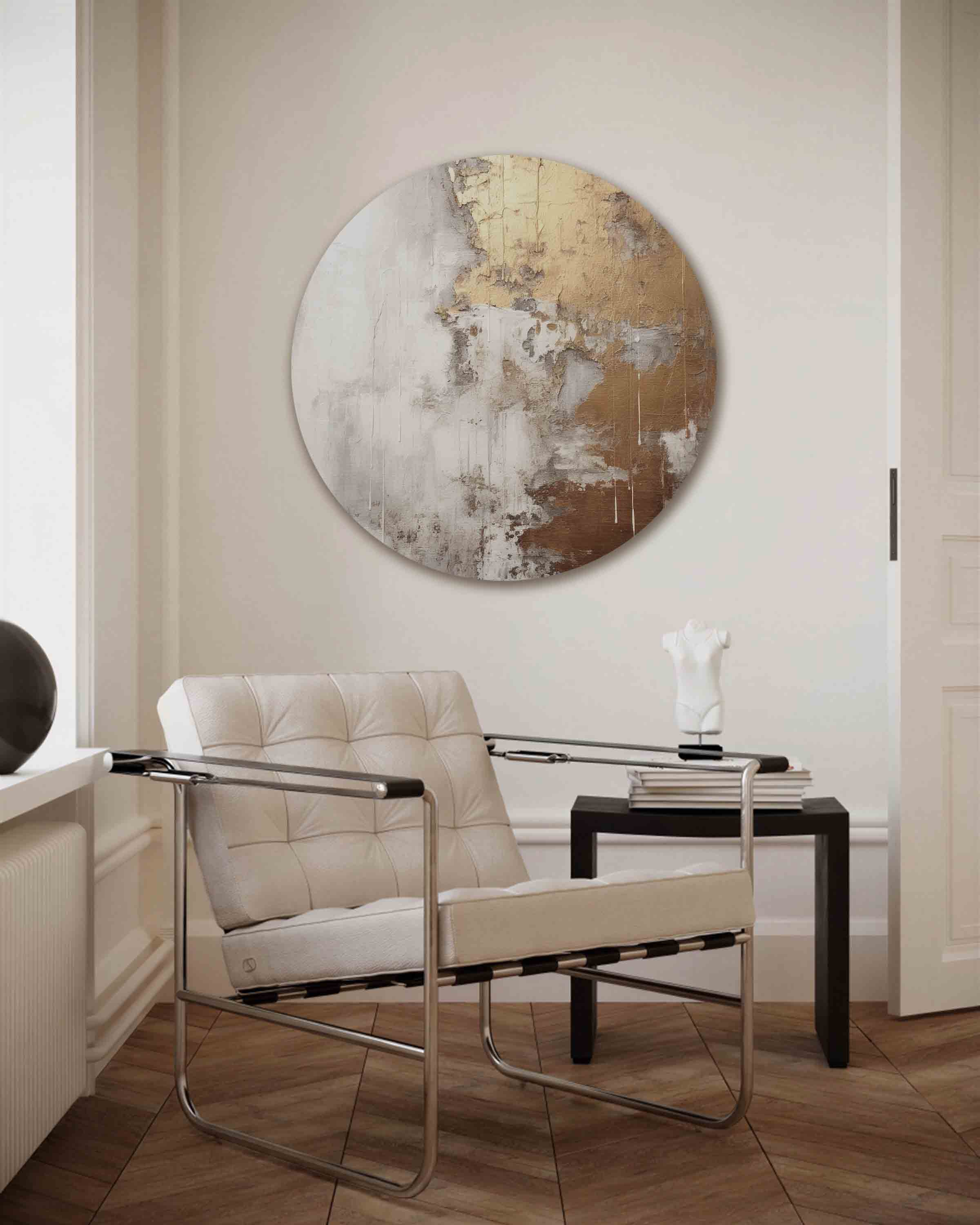 Goud en beige textuur Muurcirkel