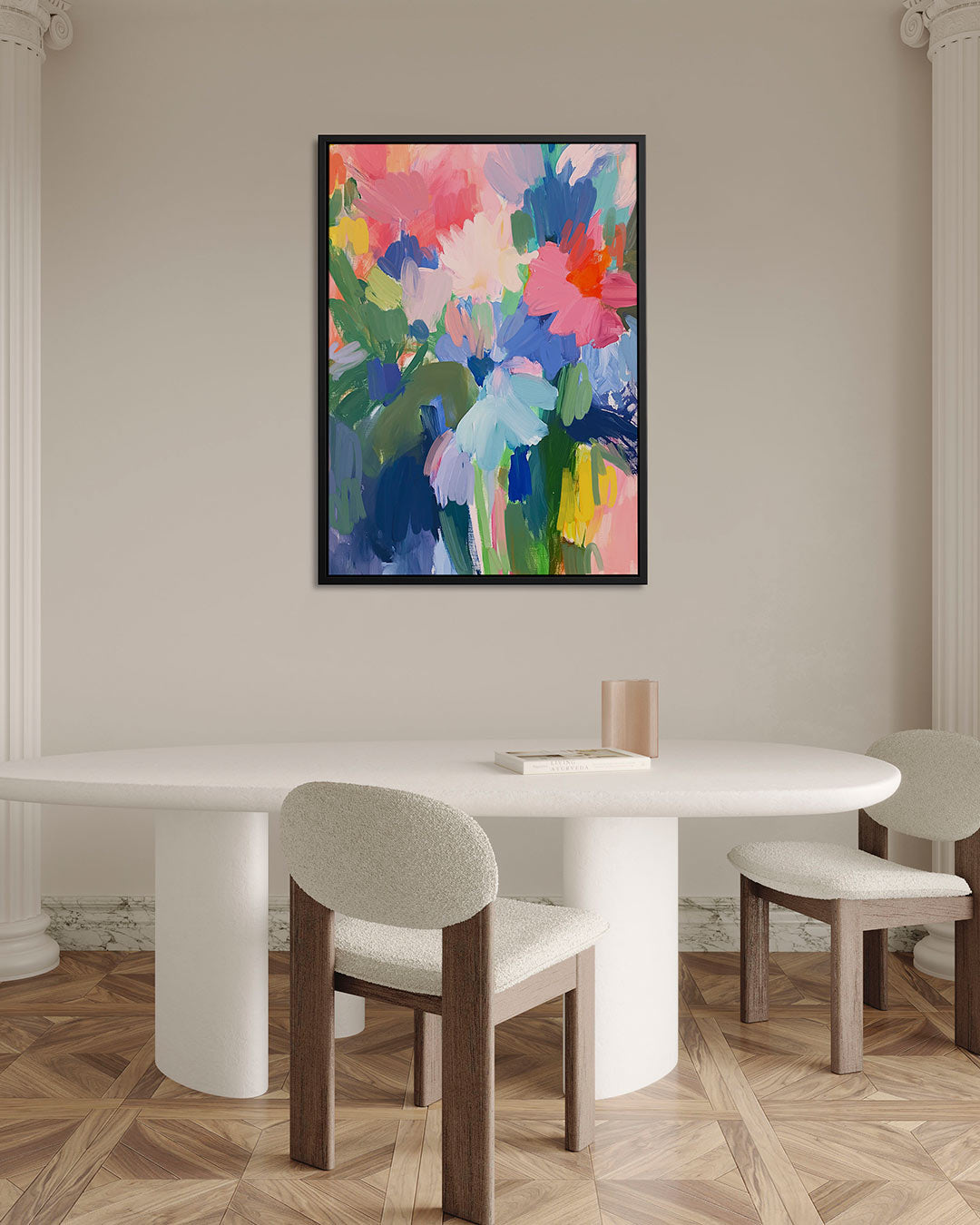 Kleurrijke bloemencompositie Kunstwerk