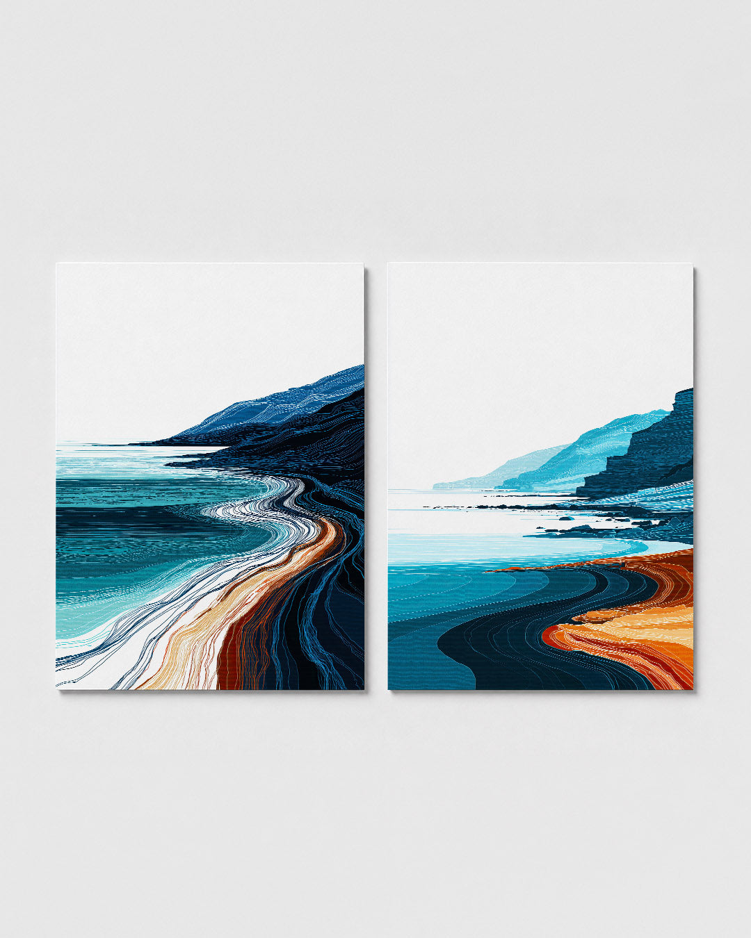 Kleurrijke kustlijnen Posterset