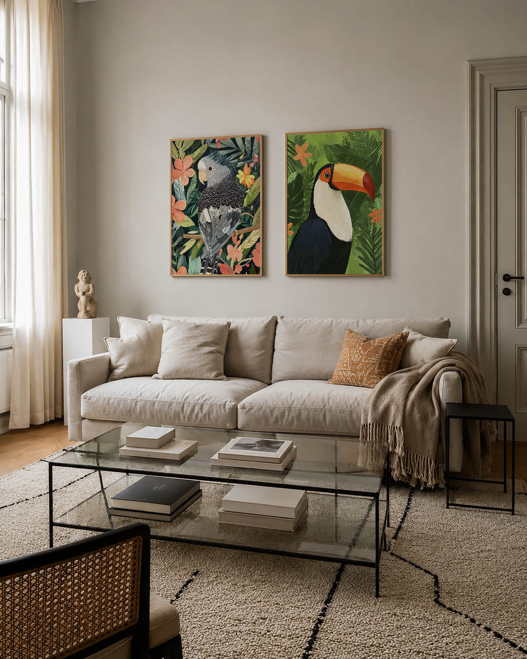 Vogel en bloemen Posterset