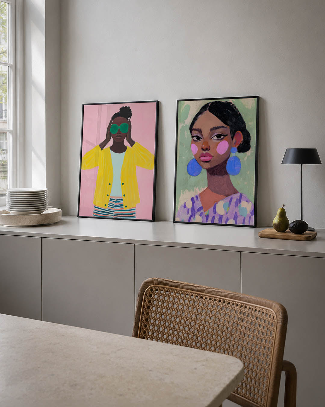 Kleurrijke portretuitdrukking Posterset