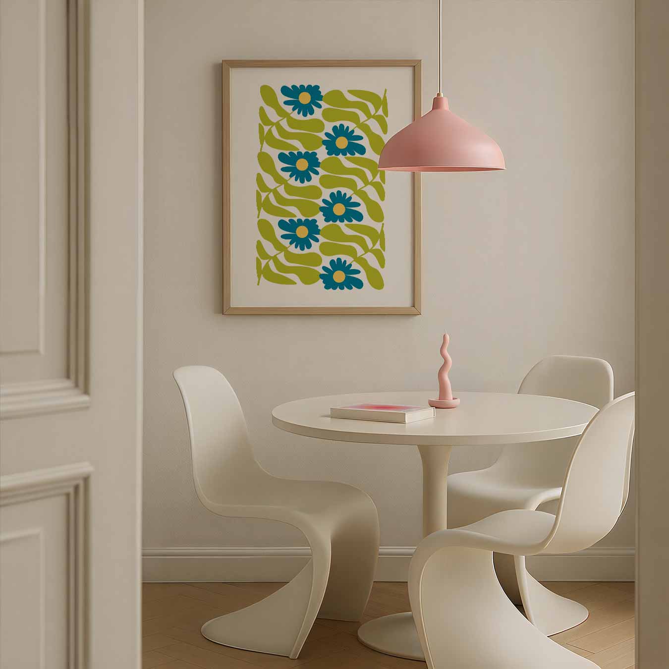 Bloemenpracht in Blauw en Groen Poster-WallArtistic