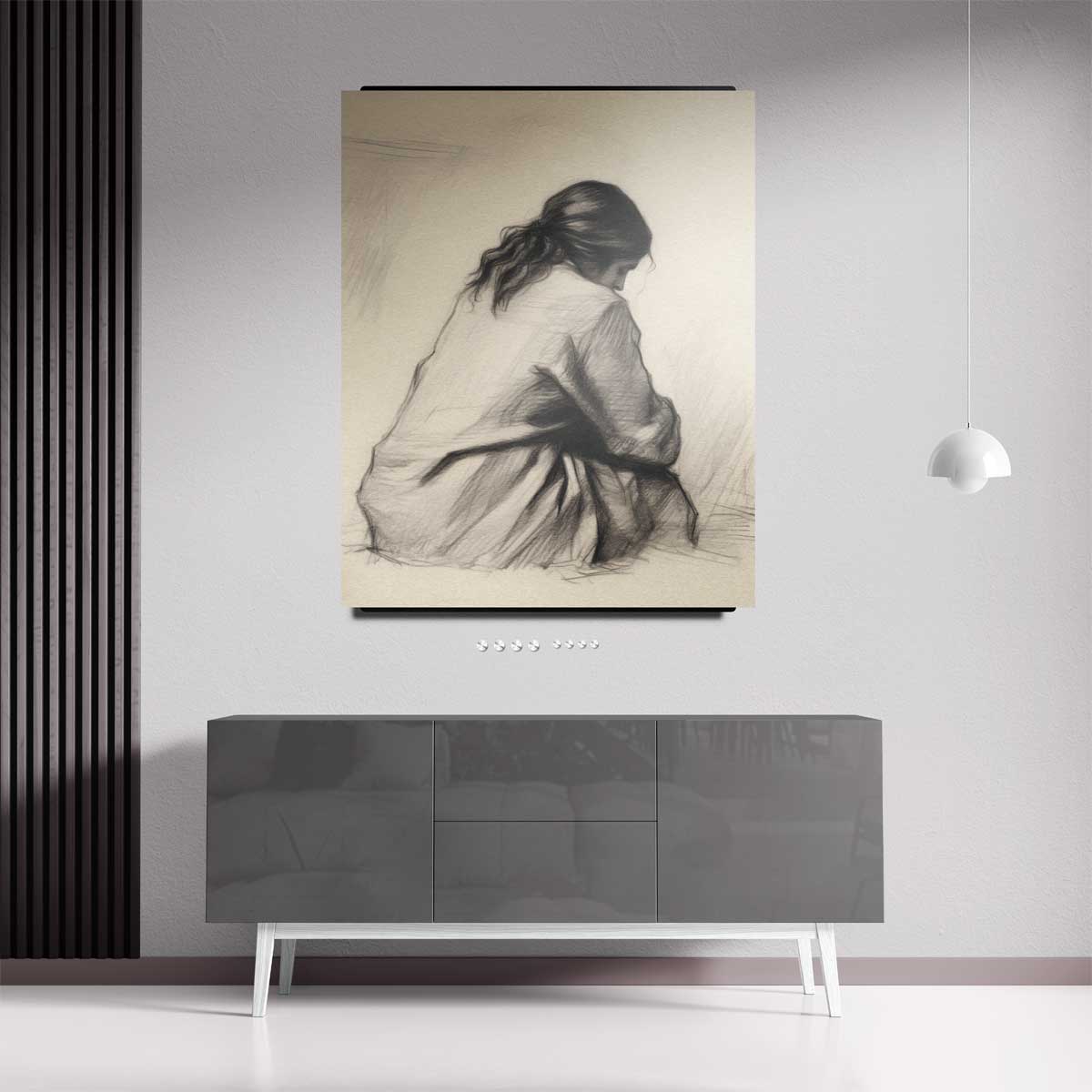 Intiem Moment in Potlood Kunstwerk-canvas-dibond-plexiglas-wanddecoratie-WallArtistic