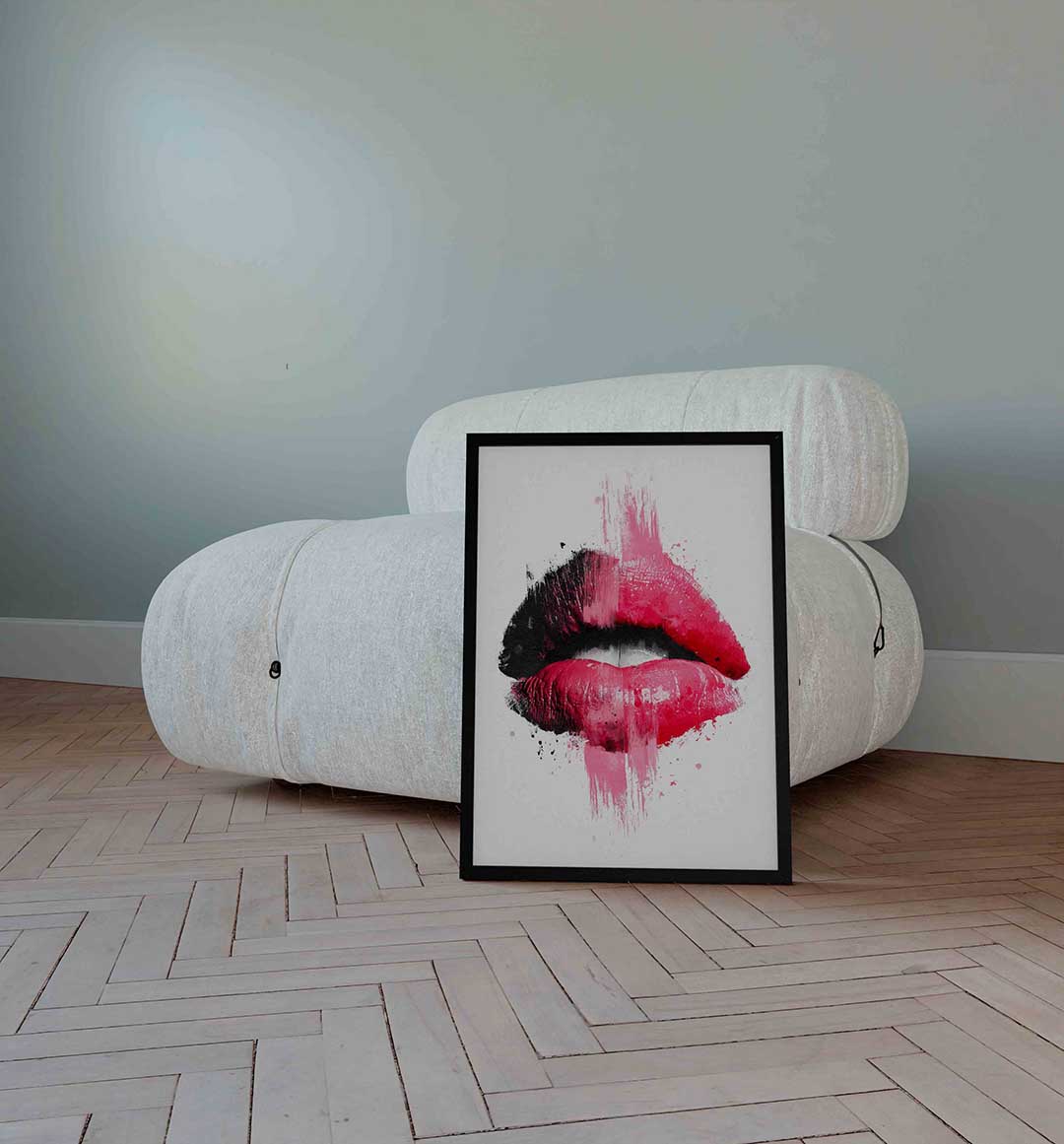 Lippen in zwart en roze Poster