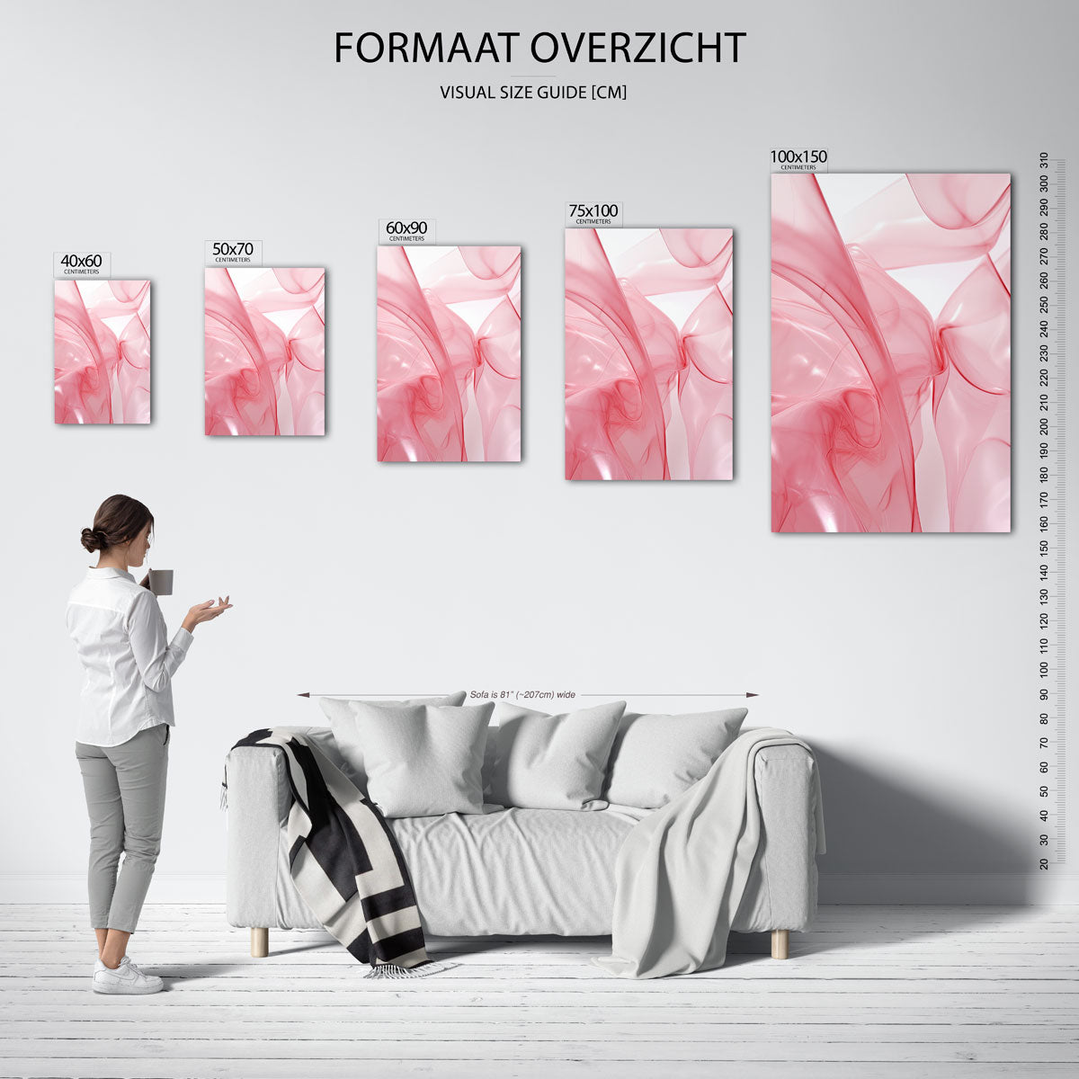 Vloeiende roze vormen Kunstwerk