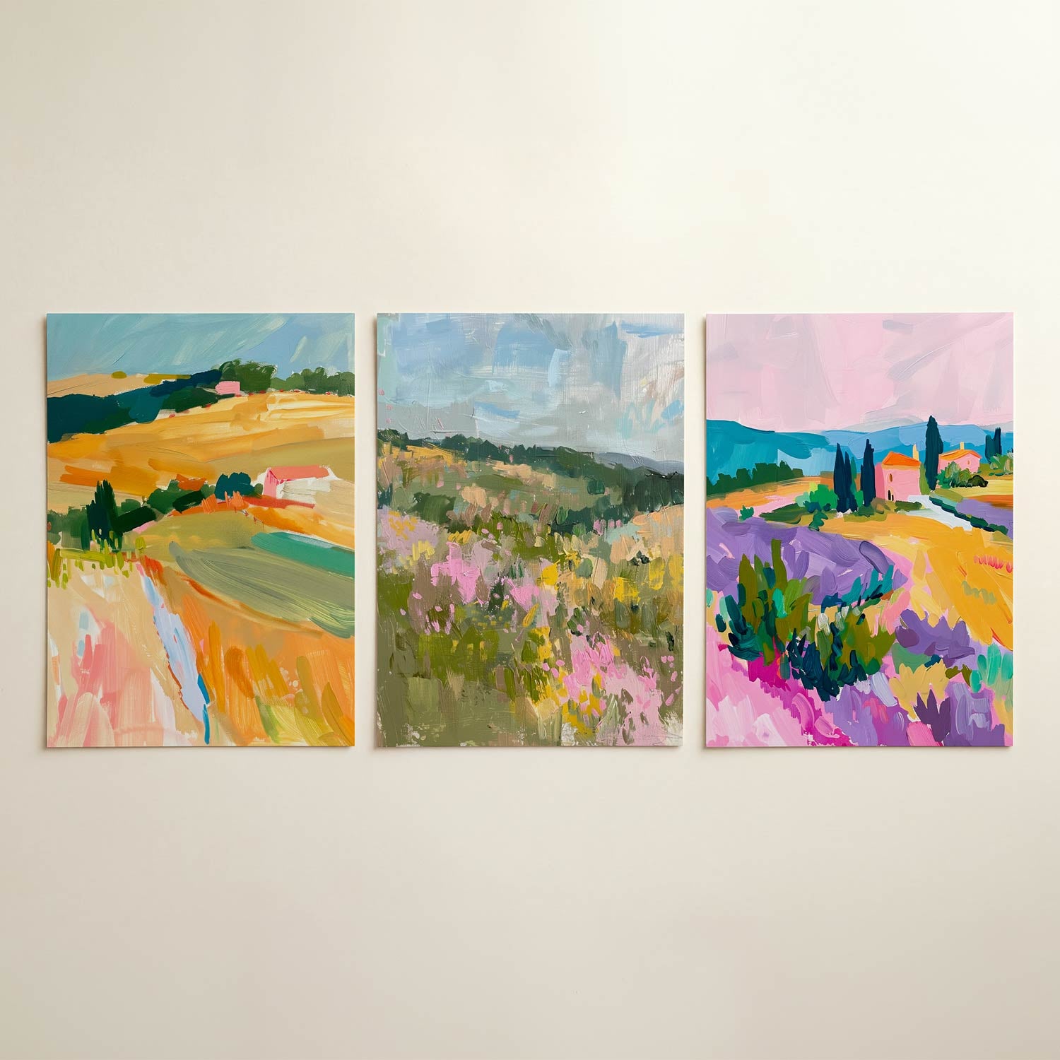 Kleurrijke landschapssferen Posterset