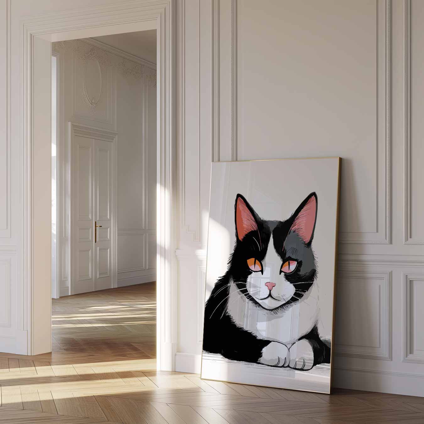 Chique Kattenportret in Zwart & Wit Poster-WallArtistic