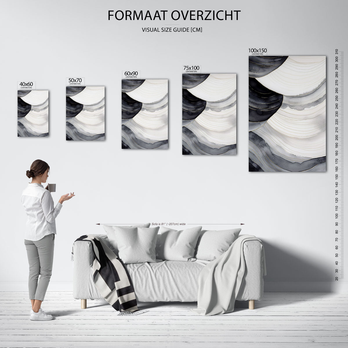 Golvende lijnen compositie Kunstwerk