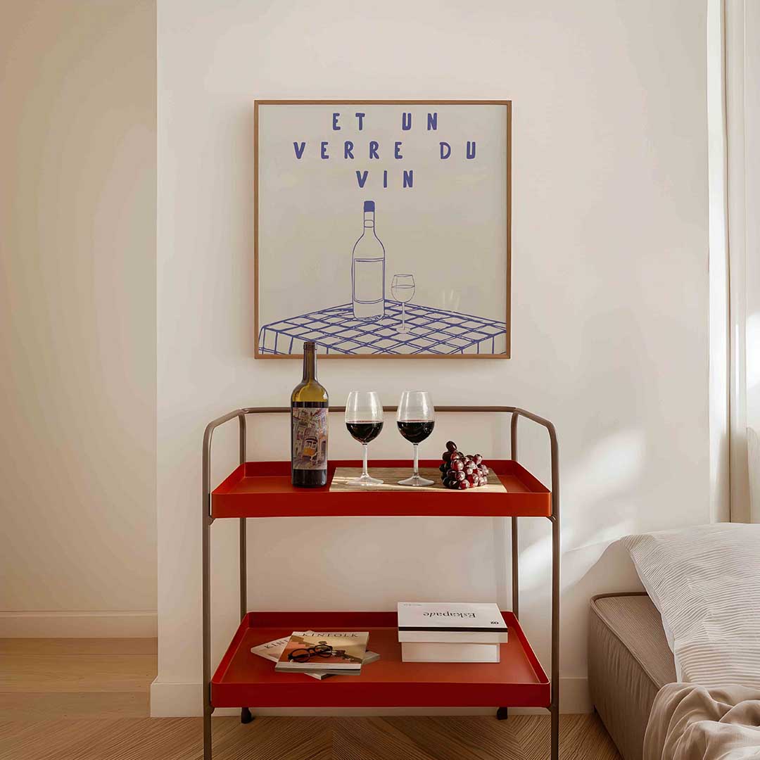 Wijnfles en glas Poster