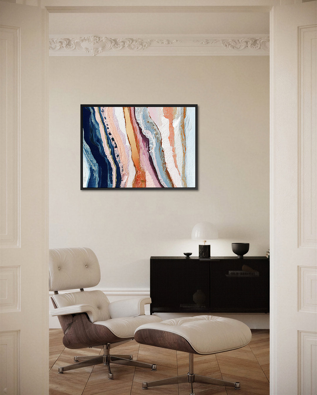 Kleurrijke golvende lijnen Kunstwerk