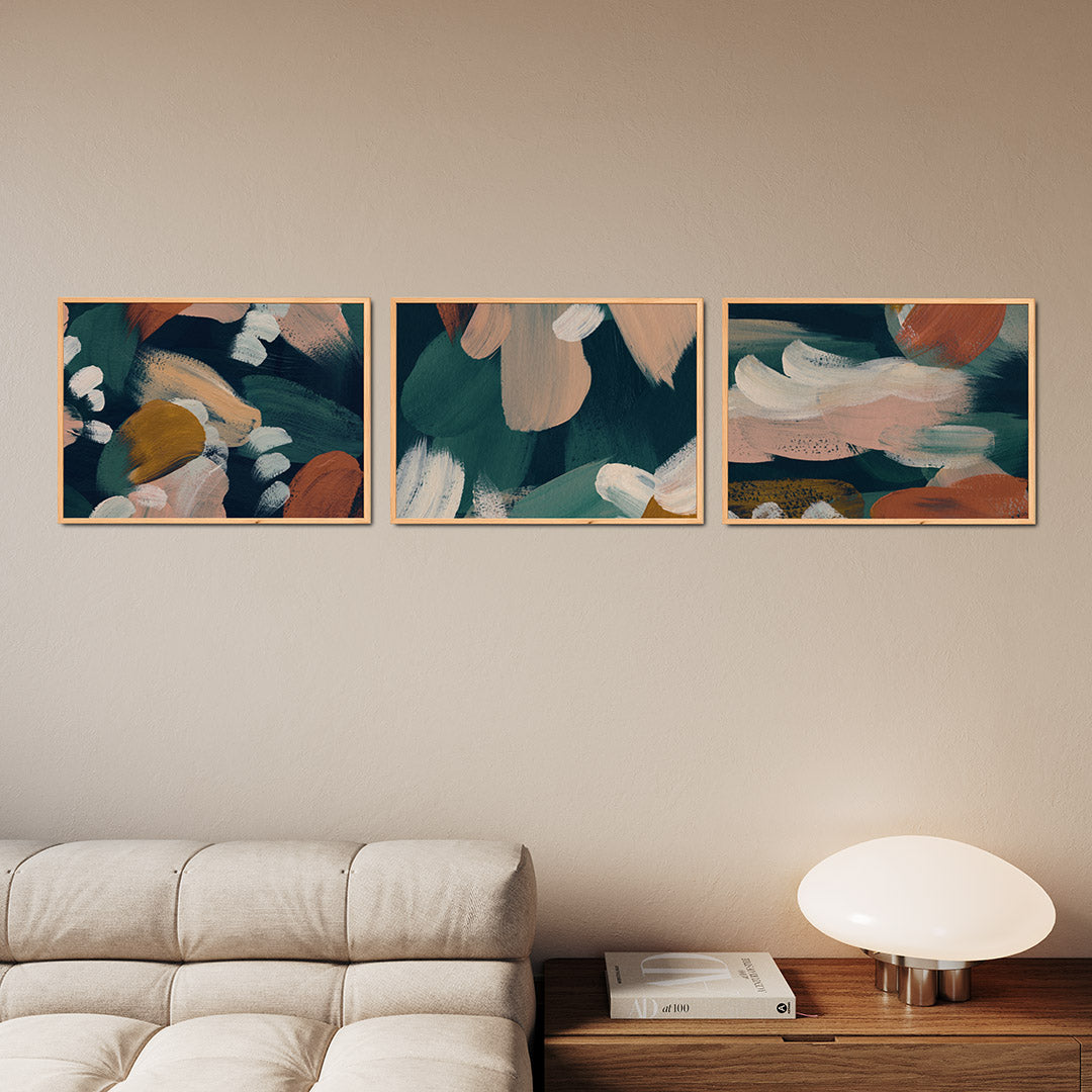 Kleurige penseelstreken Posterset