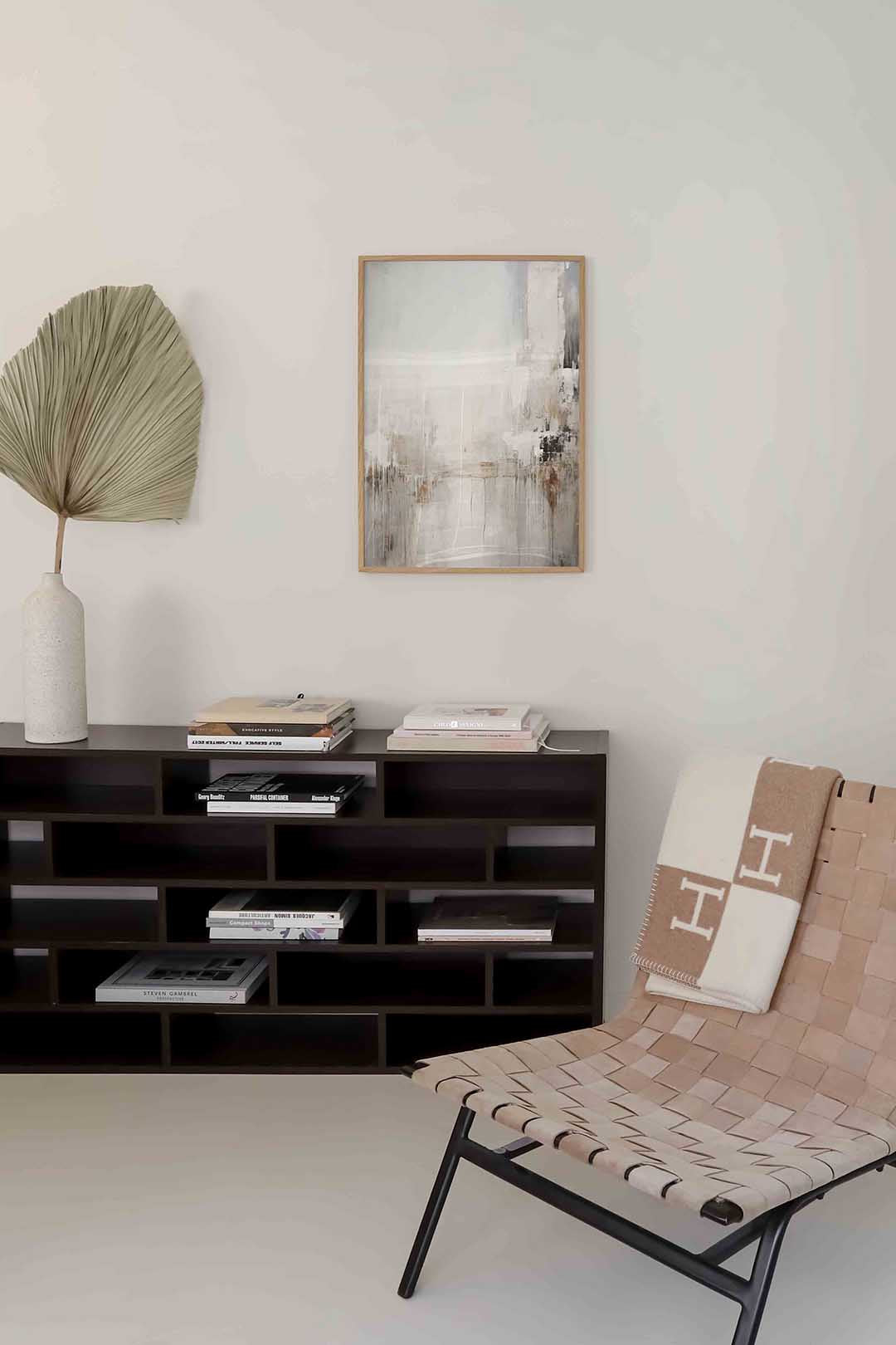Abstracte beige en grijze Poster