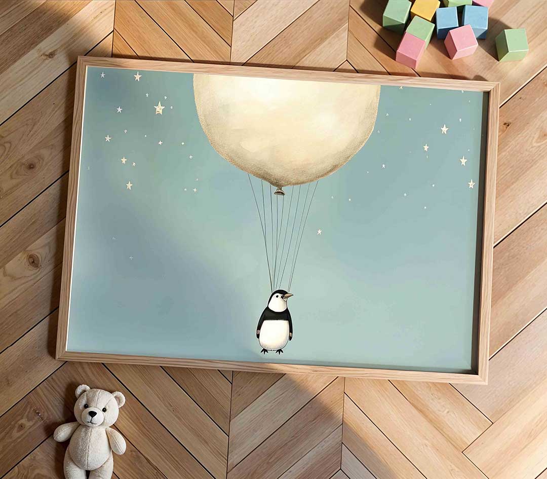 Pinguïn met ballon Poster