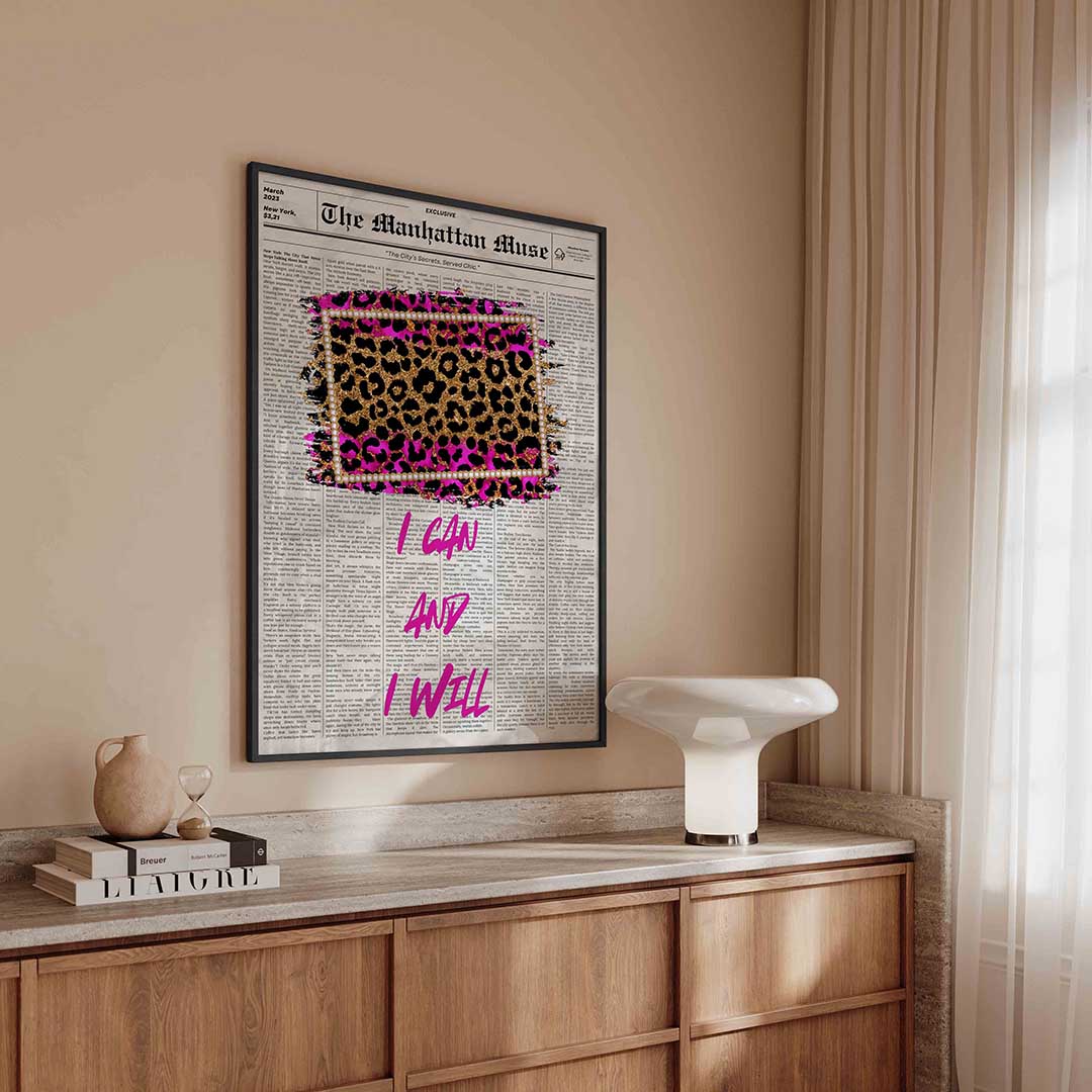 Luipaardprint en tekst Poster