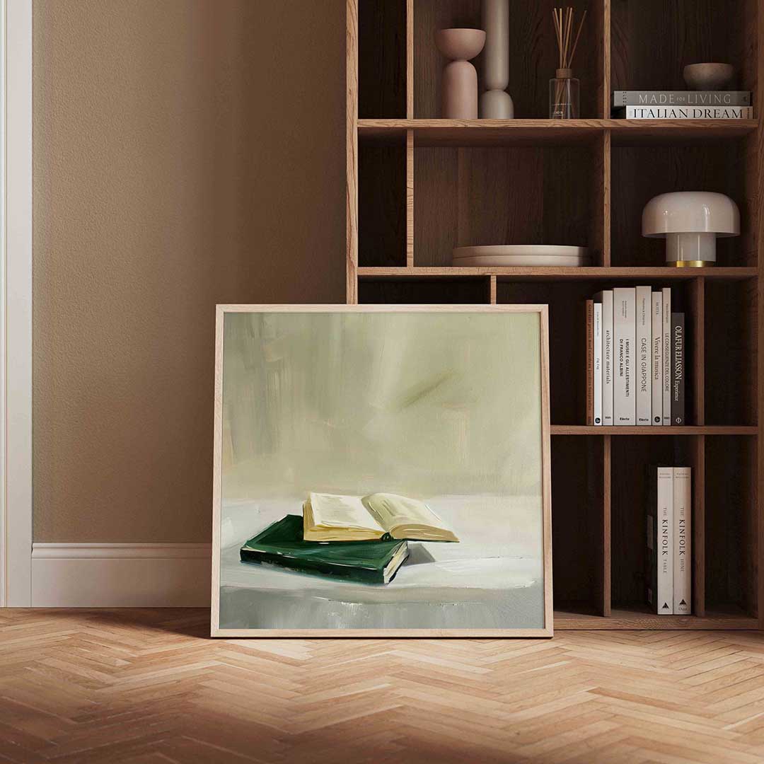 Open boek op tafel Poster
