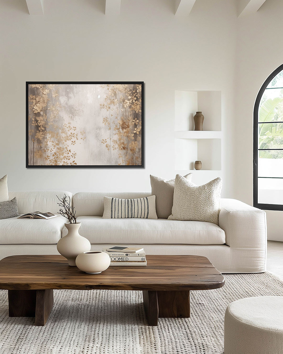 Gouden bloemmotief Kunstwerk