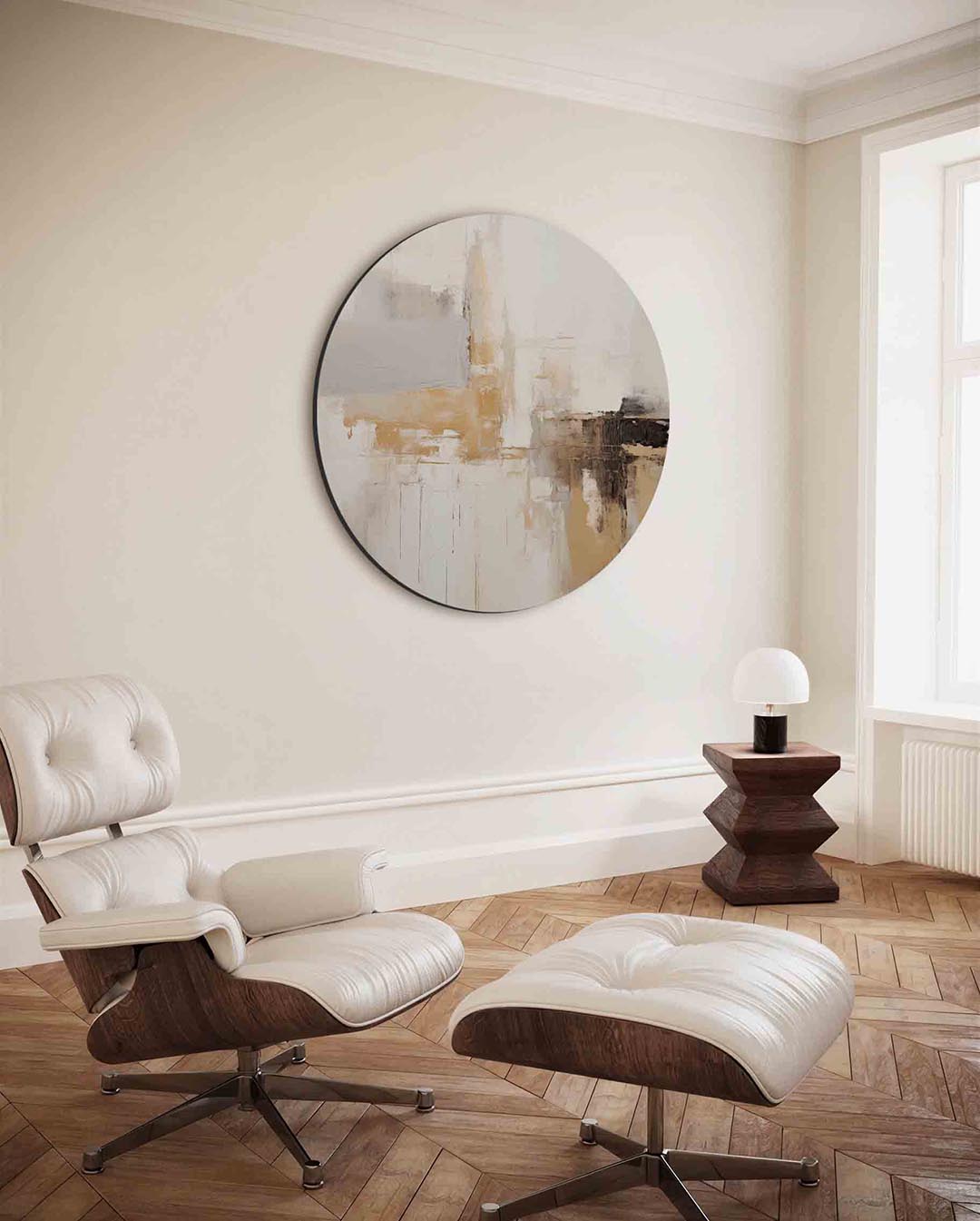 Abstracte beige Muurcirkel