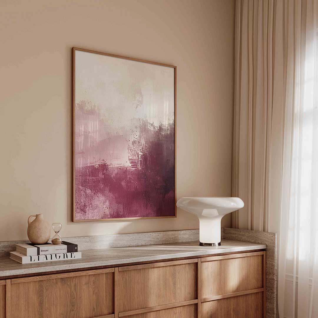 Abstracte roze en beige Poster