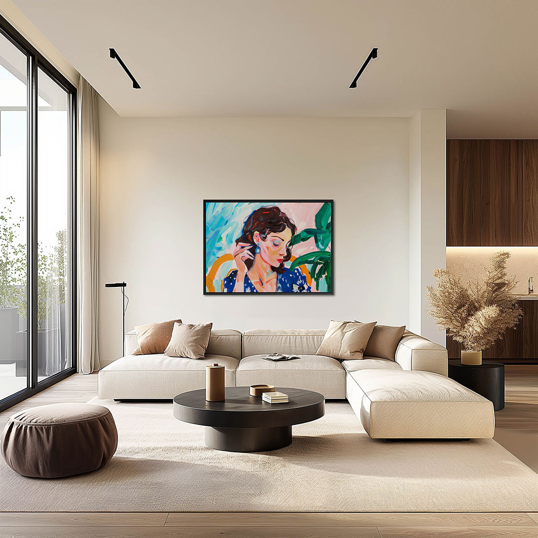 Vrouwelijk portret kleurrijk Kunstwerk