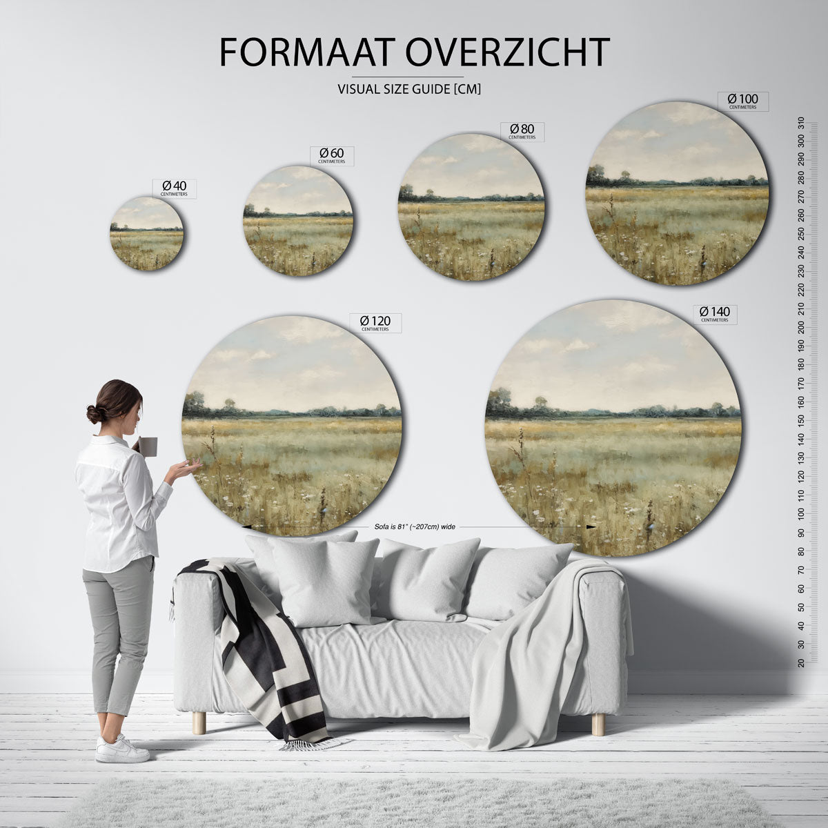 Landschap met bloemen Muurcirkel