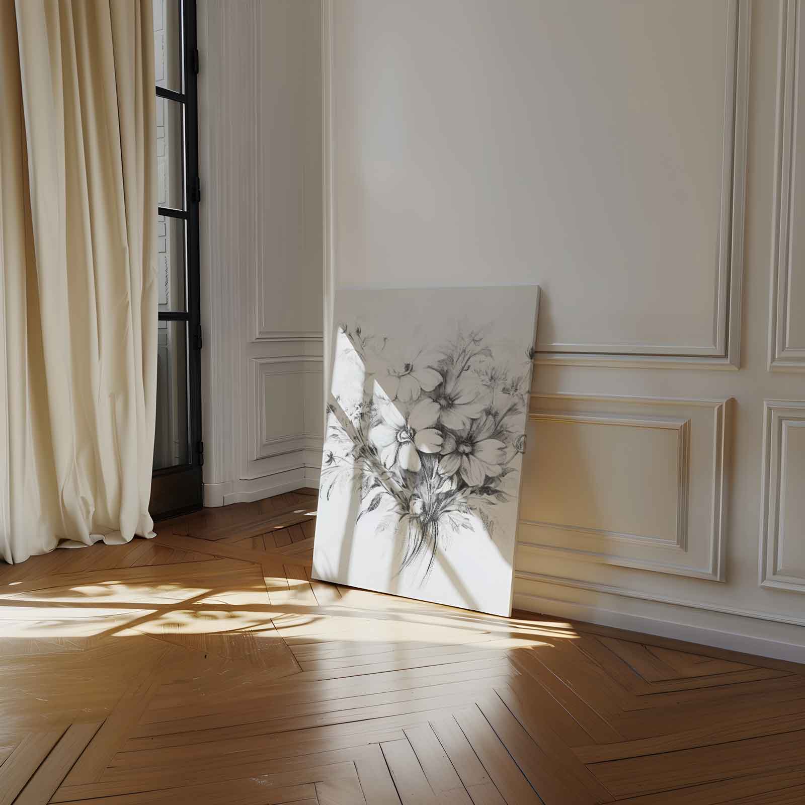 Bloemenballet - Potloodschets Kunstwerk-canvas-dibond-plexiglas-wanddecoratie-WallArtistic