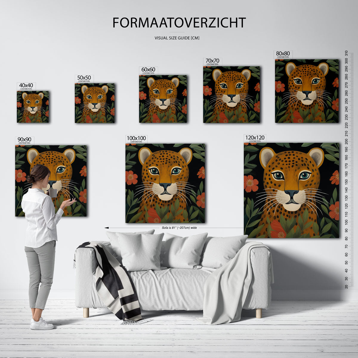 Luipaard met bloemen Poster